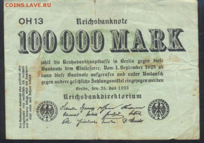Германия 100000 марок 1923 г.  16.01.17 г. 22 -00 МСК. - 100000 м. 1923