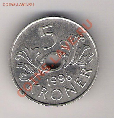 5 крон Норвегия 1998 до 22.01.2011 в 22.00 мск. - сканирование0289