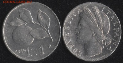 Италия 1 лира 1949 до 22:00мск 22.01.17 - Италия 1 лира 1949