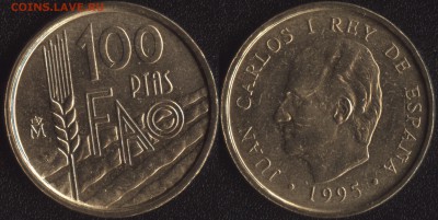 Испания 100 песет 1995 ФАО до 22:00мск 23.01.17 - Испания 100 песет 1995 ФАО =125