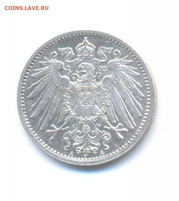 ФИКС. Ag. Германия 1 марка 1915 А. до 24.01 22:00 - 5