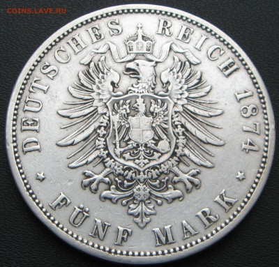 Пруссия 5 марок 1874 - реверс