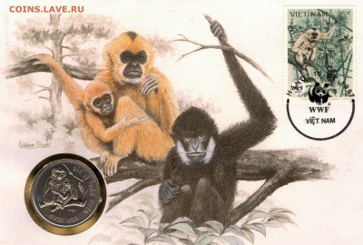 Вьетнам 10 донг 1990 Чёрные гиббоны 23.01 в 22.00мск (Д254) - 4-в