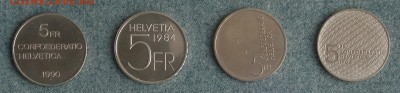 5 франков 1984, 1985, 1988, 1990 Швейцария 23.01.17 в 22:00 - sui4