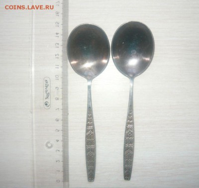 Ложка для десерта 2 штуки Глубокие Мельхиор клеймо "МК6" ССС - 679.JPG