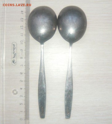 Ложка для десерта 2 штуки Глубокие Мельхиор клеймо "МК6" ССС - 680.JPG