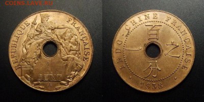 Испания, Франц. Индокитай, Никарагуа (оценка) - Франц. Индокитай – 1 цент (1938) бронза (UNC)