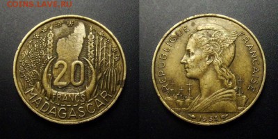 МОНЕТЫ МИРА 01-17 - Франц. Мадагаскар – 20 франков (1953) алюм.-бронза
