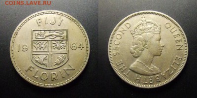 МОНЕТЫ МИРА 01-17 - Фиджи – 1 флорин (1964) «Герб; Елизавета II»