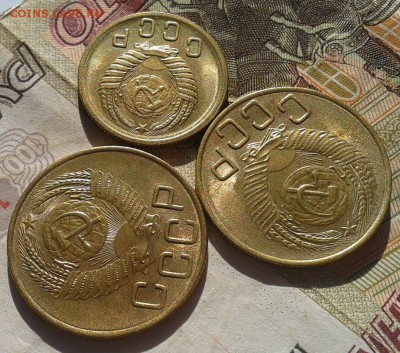 3 копейки 1953г-2шт, 2 копейки 1953г с ост. блеском до 24.01 - Фото-0345