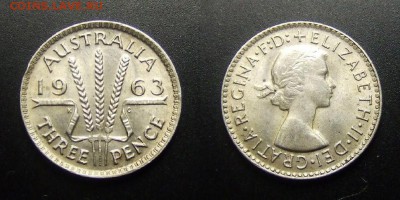 МОНЕТЫ МИРА 01-17 - Австралия – 3 пенса (1963) «Елизавета II» (Ag)