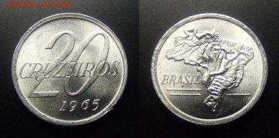 МОНЕТЫ МИРА 01-17 - Бразилия – 20 крузейро (1965) «Карта Бразилии» алюм.
