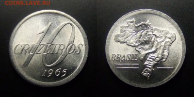 МОНЕТЫ МИРА 01-17 - Бразилия – 10 крузейро (1965) «Карта Бразилии» алюм.