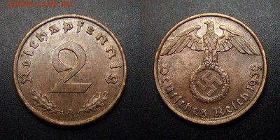 МОНЕТЫ МИРА 01-17 - Германия (3-й Рейх) – 2 рейхспфеннига (1939 А) бронза