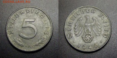 МОНЕТЫ МИРА 01-17 - Германия (3-й Рейх) – 5 рейхспфеннигов (1940 А) цинк (XF) №1