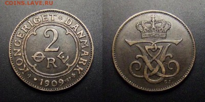 МОНЕТЫ МИРА 01-17 - Дания – 2 эре (1909) бронза