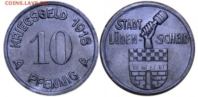Германия. Нотгельды. 14 шт. На оценку. - Weimar_Ludenscheid_10pf_1918