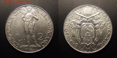 МОНЕТЫ МИРА 01-17 - Ватикан – 2 лиры (1940) «Добрый пастырь; Пий XII»
