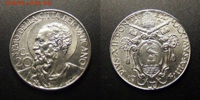 МОНЕТЫ МИРА 01-17 - Ватикан – 20 чентезимо (1941) «Пий XII» №1