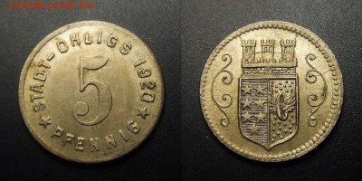 МОНЕТЫ МИРА 01-17 - Германия (Олигс) – 5 пфеннигов (1920) (нотгельд) медь-ник. (XF)