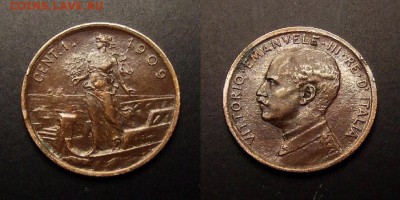 МОНЕТЫ МИРА 01-17 - Италия – 1 чентезимо (1909 R) медь