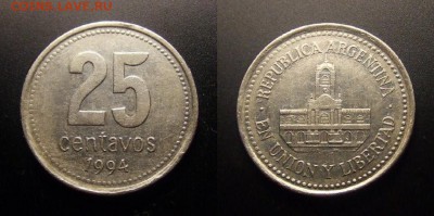 МОНЕТЫ МИРА 01-17 - Аргентина - 25 сентаво (1994) «Здание мэрии в Буэнос-Айресе»