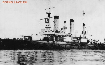 Монеты с Корабликами - Броненосец «Петропавловск», вид с левого борта