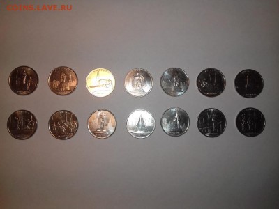 Набор 5 рублей 14 монет 2016 столицы освобожденные советским - 200155