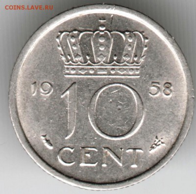 Нидерланды 10 центов 1958 г. до 24.00 04.02.17 г. - Scan-170128-0020