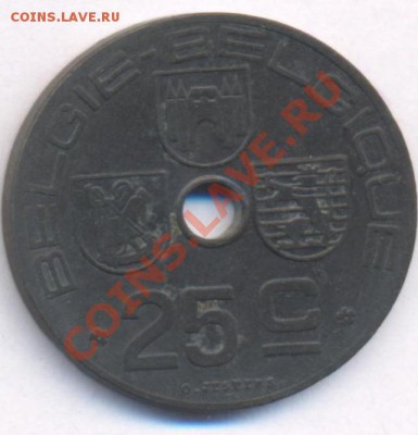 Бельгия 25 центов.1943 г. До 23.01.11 г. 20-00 МСК. - Бельгия 25