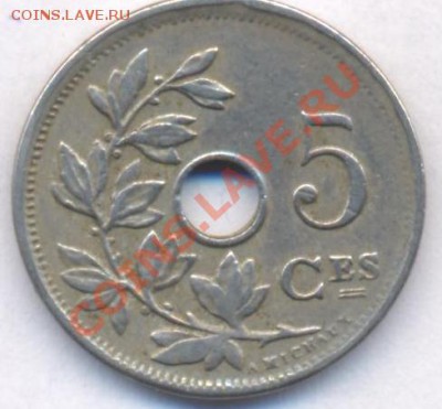 Бельгия  5 центов. 1910 г. До 23.01.11 г. 20-00 МСК. - Бельгия 5