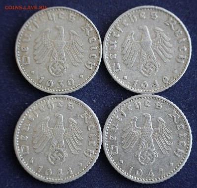С 1 руб.III-й РЕЙХ  50 пфеннигов 1939,40,41,42г.до 6.02 в 22 - IMG_4451.JPG
