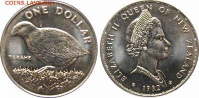 Крона Шайба !! Новая Зеландия 1$ доллар 1982 Птица Такахе - 15