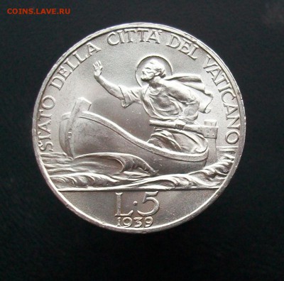 Ватикан 5 лир 1939 Серебро - 100_6722
