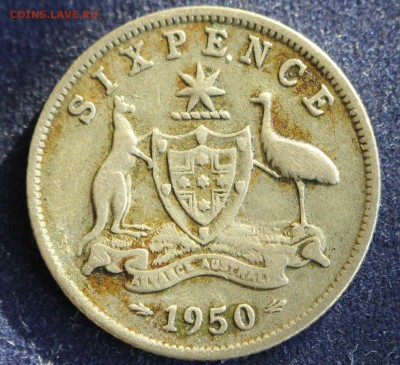 С 1 руб. АВСТРАЛИЯ 6 пенсов 1950г. ГЕОРГ-VI до 9.02 в 22 - IMG_4480.JPG