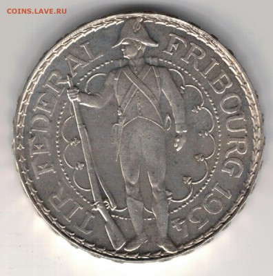 Ag ШВЕЙЦАРИЯ 5 ФРАНКОВ 1934 ФРИБУР 09.02 В 22.00МСК (Д248) - 5-ш34
