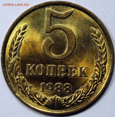 5 копеек 1988 Штемпельный блеск -НЕ НАБОРНАЯ- - 5.88 реверс