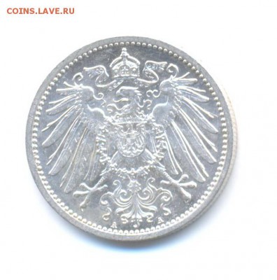 Ag. Германия 1 марка 1915 А. XF. с 20 руб. до 9.02 22:00 - 14