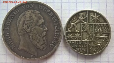3 марки ун-т Марбург и 5 марок Карл 1875г. Германия - WP_20170126_10_32_58_Raw