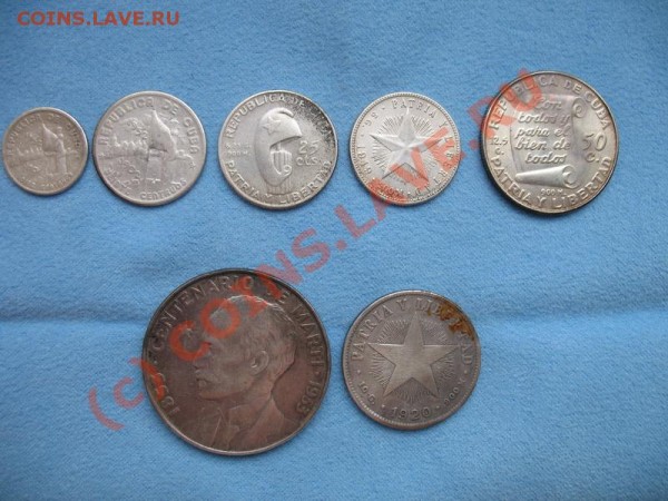 Куба. Серебро песо 1853-1953,центавы 1920,1952. 7 монет - 3