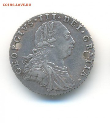 Ag. Британия 6 пенсов 1787. отверстия. с 200 руб. до 9.02 - 2