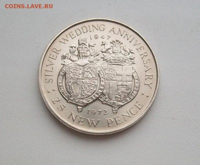 Крона Шайба Гибралтар 25 пенсов 1972 Герб Серебряная Свадьба - 100_6425