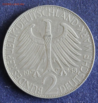 С 1 руб. ГЕРМАНИЯ 2 марк 1958г."G" МАКС ПЛАНК до 14.02 в 22 - IMG_4758.JPG