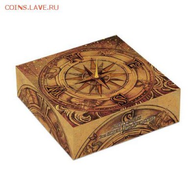 Монеты с Корабликами - 2 $ 17 Compass - 2oz Silver High Relief Antiqued Box - 5