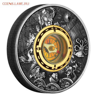 Монеты с Корабликами - 2 $ 17 Compass - 2oz Silver High Relief Antiqued Box - 2