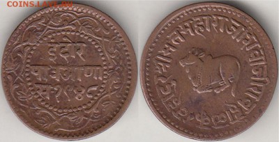 Индийские княжества - INDORE  Индия Княжество Индор 1-4 анна 1891