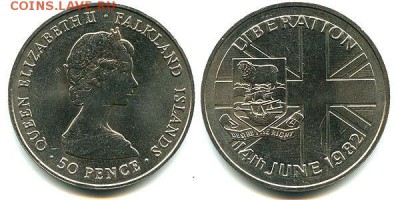 Крона Шайба Фолклендские острова 1982 Освобождение - falk-50-1982_b