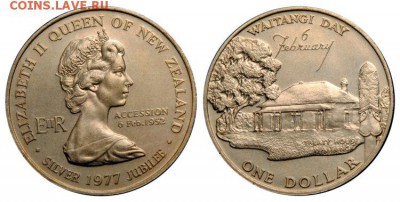 Крона Шайба Новая Зеландия 1$ доллар 1977 День Вайтанги - 8585.750x0