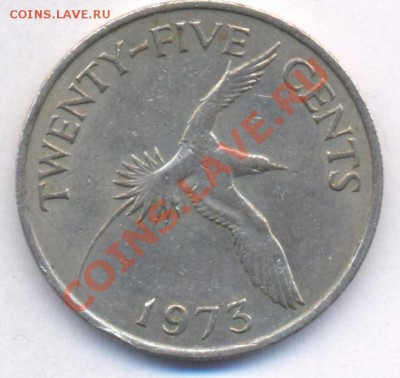 Бермуды 25 центов. 1973 г. До 27.01.11 г. 20-00 МСК. - Бермуды 73 1
