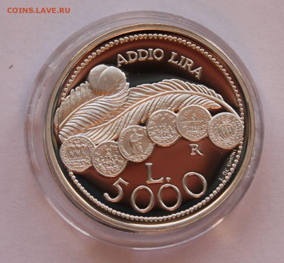 Сан Марино 5 000 лир 2001.Прощай, лира! СЕРЕБРО.РАСПРОДАЖА. - 4